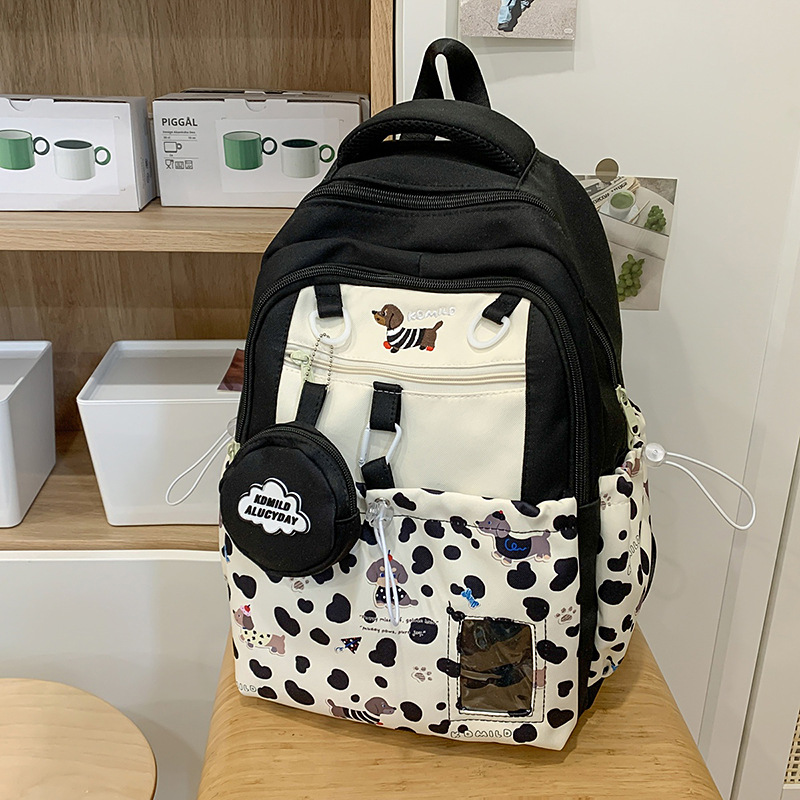 School Backpack Teen - กระเป๋าเป้สะพายหลังสไตล์หวานๆ แบบต่อผ้า สำหรับวัยรุ่นหญิง สวยงาม เหมาะสำหรับนักเรียนประถม มัธยมต้น